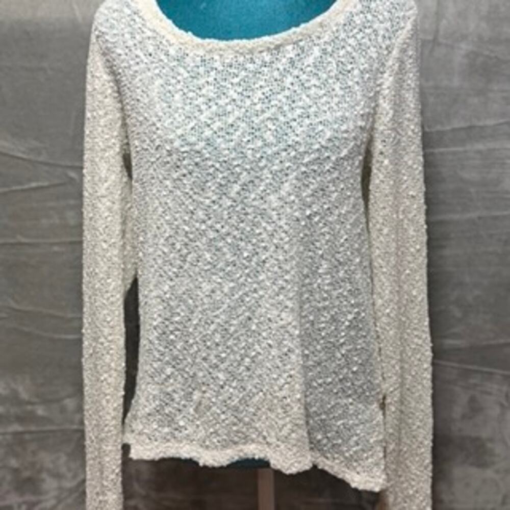 Aeropostale Cream Bouclé Lace Back Sweater Large - Picture 2 of 7